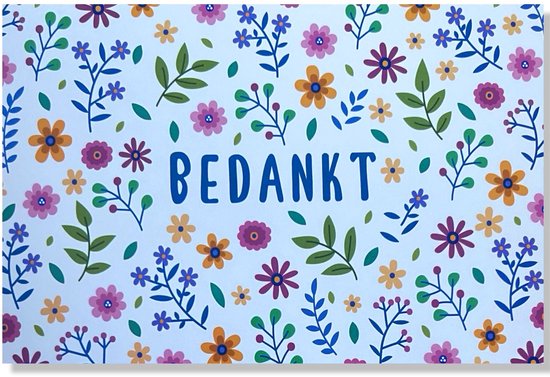 Carte de vœux de remerciement - Fleurs - 12x17cm - carte pliée Enveloppe incluse