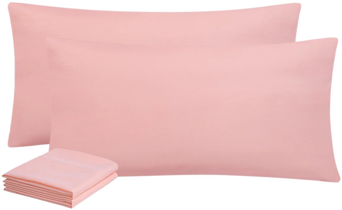 Ibenzoa Zachte Microvezel Kussensloop Set – Perzikroze, 40 x 80 cm (2 Stuks)