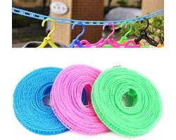 3 stuks Waslijn - Waslijndraad - Drooglijnen - Wasdraad - 5M - Winddichte antislip waslijn - Campingaccessoires - Outdoor - Draagbaar Droogtouw voor outdoor, camping, reizen, hanger of thuisgebruik
