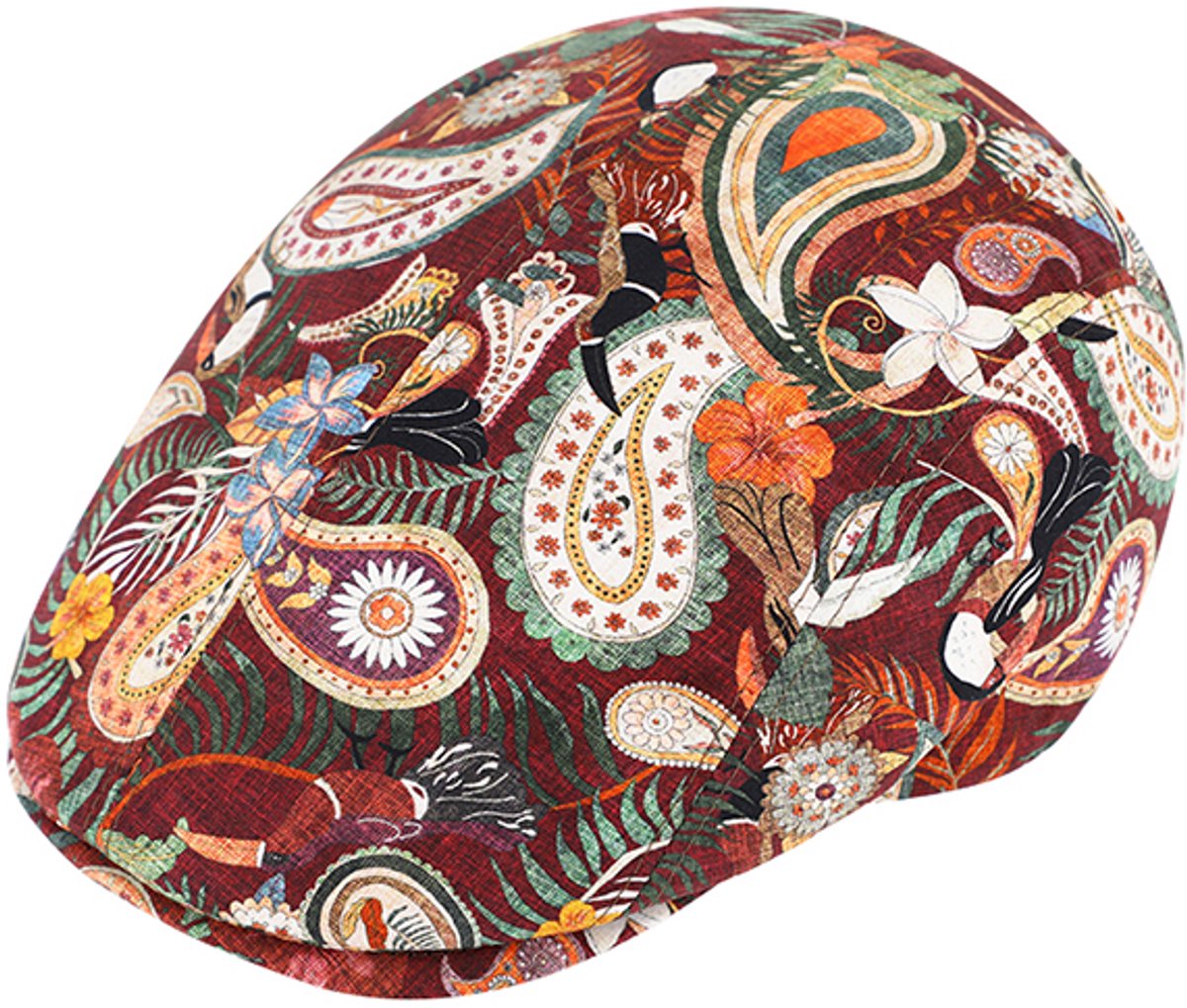 Flatcap paisley patroon zomer 100% Katoen maat L 59cm (bordeaux)