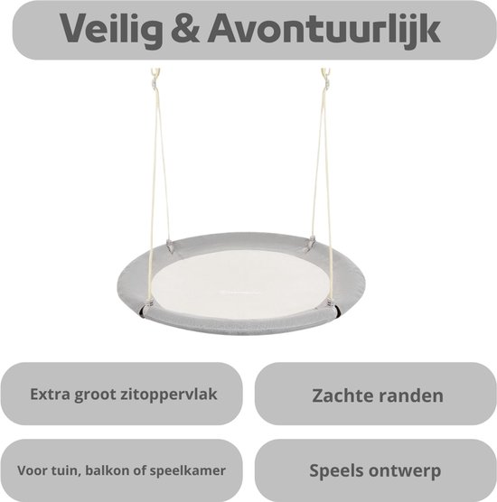 Relaxdays Nestschommel, Ronde Vogelnestschommel Voor Kinderen Verstelbare Schommel Oe 80cm Tot 100 Kg Rood 752777964