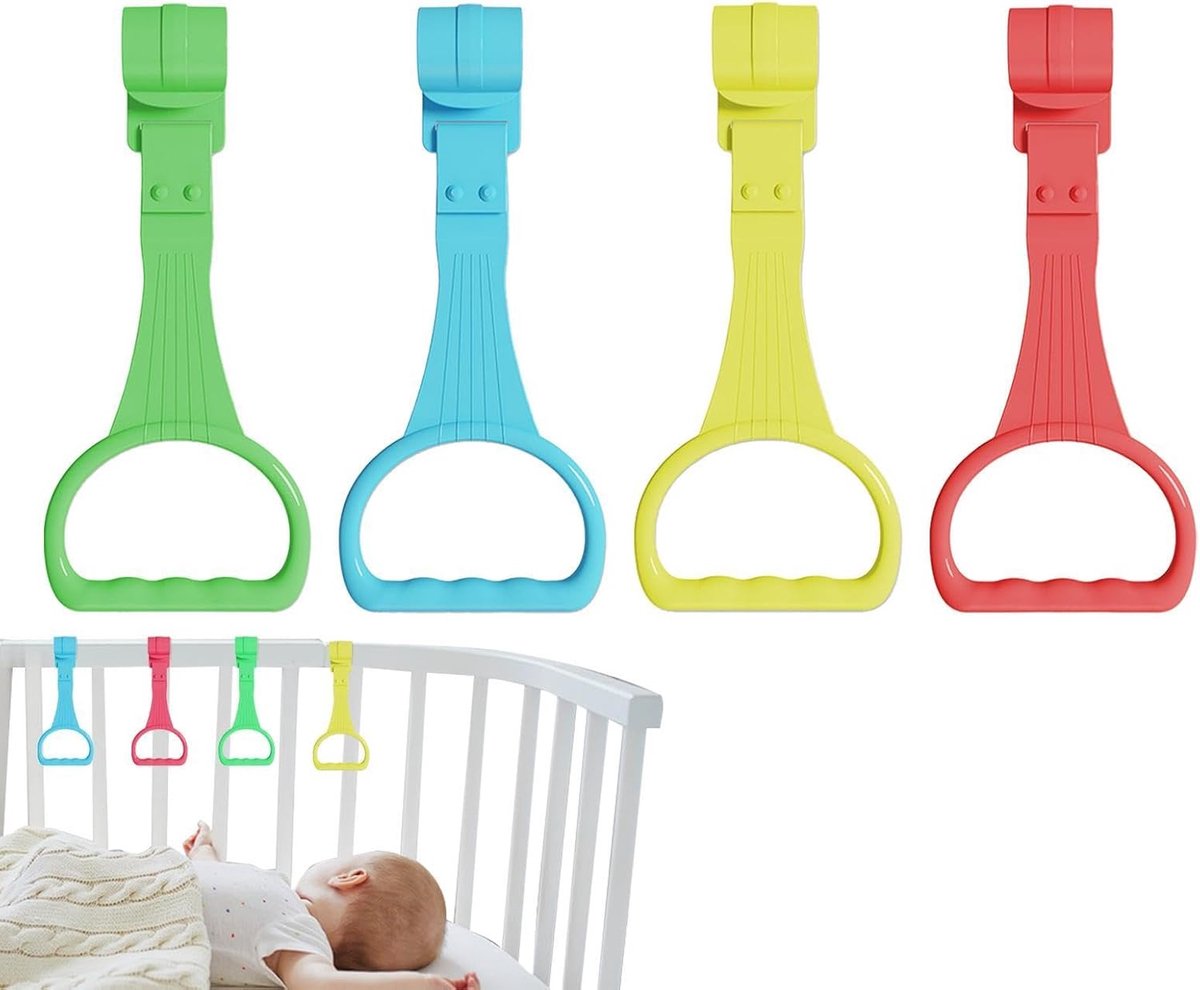 Image of 4 Stuks - Ringen voor kinderbedden - Baby Pull Up Ringen - 0-3 jaar - Optrekringen - Babywandelassistent en Praktisch Babybed Opstaande Ringen - voor Looptraining - voor Wiegjes, Bedhekken en Boxen