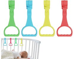 4 Stuks - Ringen voor kinderbedden - Baby Pull Up Ringen - 0-3 jaar - Optrekringen - Babywandelassistent en Praktisch Babybed Opstaande Ringen - voor Looptraining - voor Wiegjes, Bedhekken en Boxen