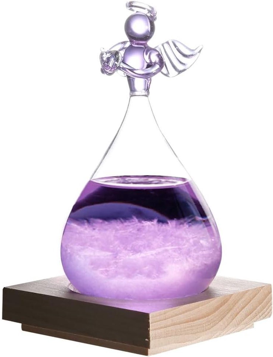 Glaswerk weersverwachting fles met beugel en engel decor - Weerstation voor Valentijnsdag (Purper)