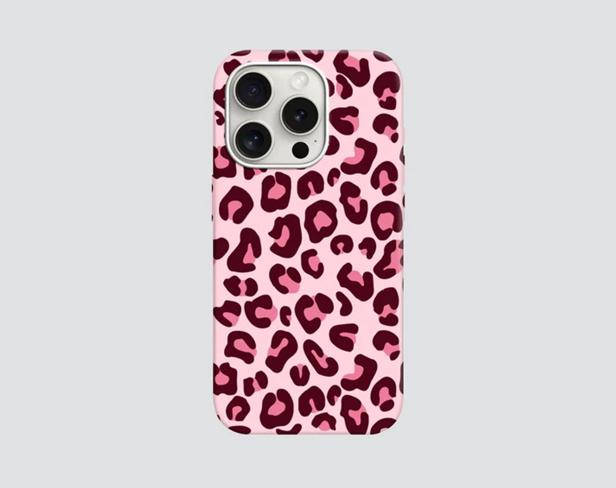 ATASVR-Panterprint Iphone Hoesje-Roze-Silikonen