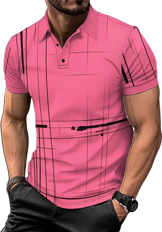 Aansluitend Polo shirt Heren Roze - Design - Mannen - Knoopjes - Mode - Zomer