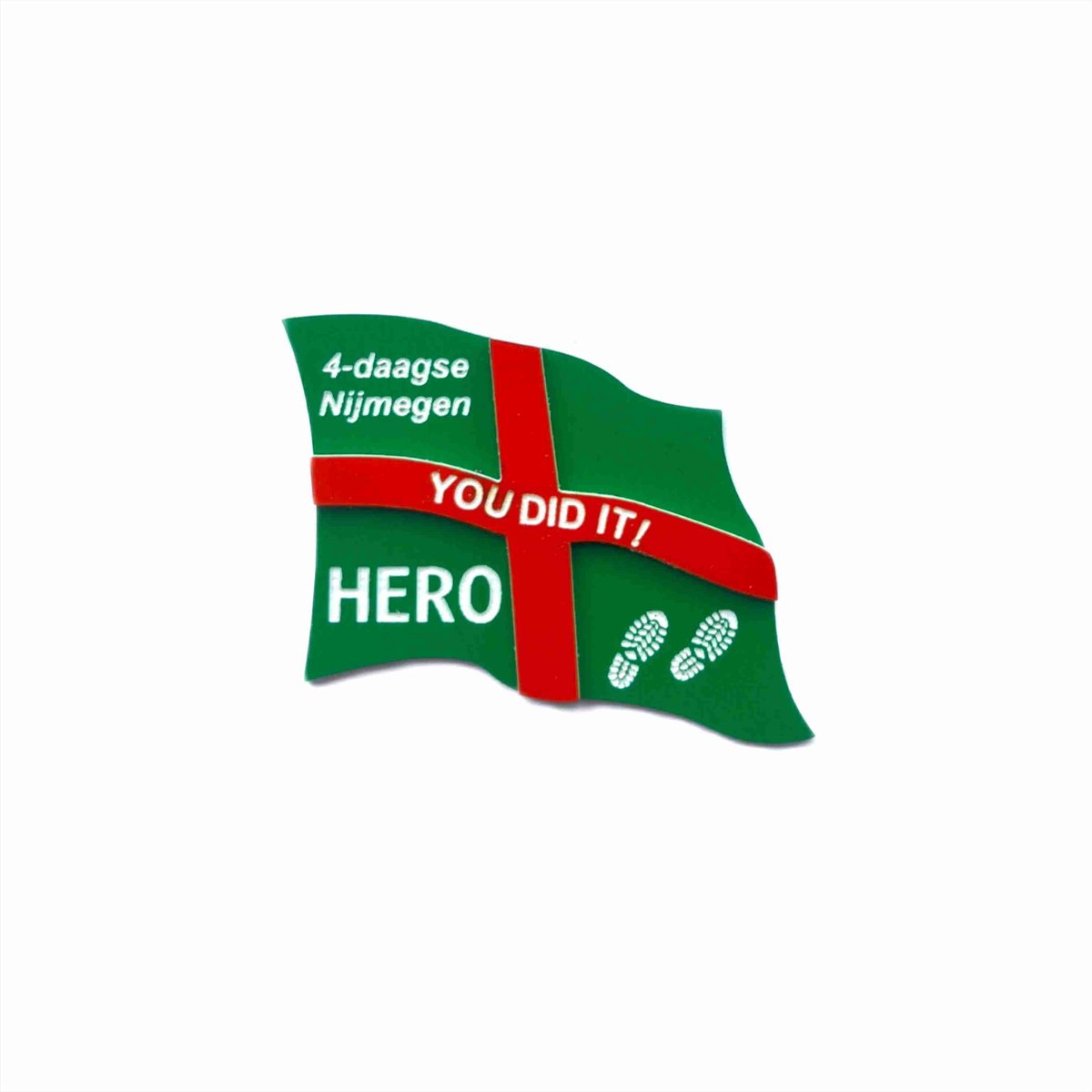 Nijmeegse vierdaagse speld/broche - vierdaagse - 4-daagse - Nijmegen - HERO - YOU DID IT! - gegraveerd - laser graveren - graveren - broche - uniek cadeau - cadeau - Kado - vierdaagsekado