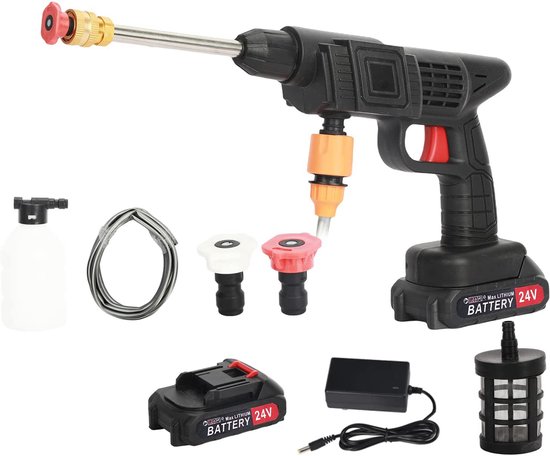 Calager Cordless Pressure Washer, 24V 3.5MPa Portable Power Cleaner Gun with 2 Batteries – Jet Washer for Car Wash, Patio, Garden Watering