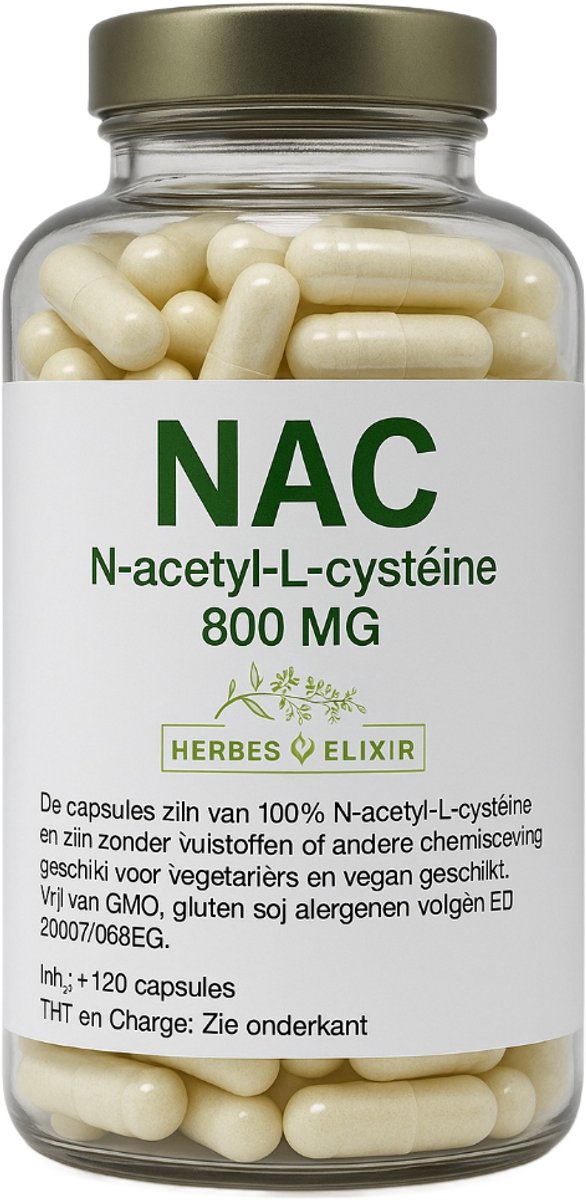 Goedkoopste Herbes D'elixir NAC capsules - 120 vegan capsules - 800 mg N-acetyl L-cysteine - Aminozuren