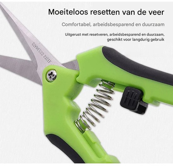 BukkitBow - Tuinschaar - Snoeischaar met Roestvrij Stalen Messen - Grip Handvat - Voor Bloemen, Planten & Struiken - Groen van BukkitBow — afbeelding 5