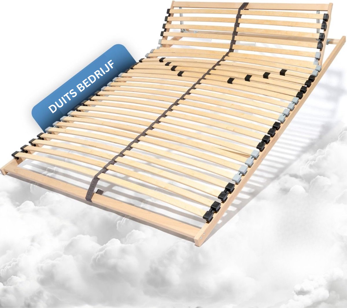 Coemo Lattenrost mit höhenverstellbarem Kopfteil - 140 x 220 cm Bettrost mit 32 Leisten, 7 Zonen, Einstellbarer Härtegrad -für alle Matratzenarten | Schlaftypen