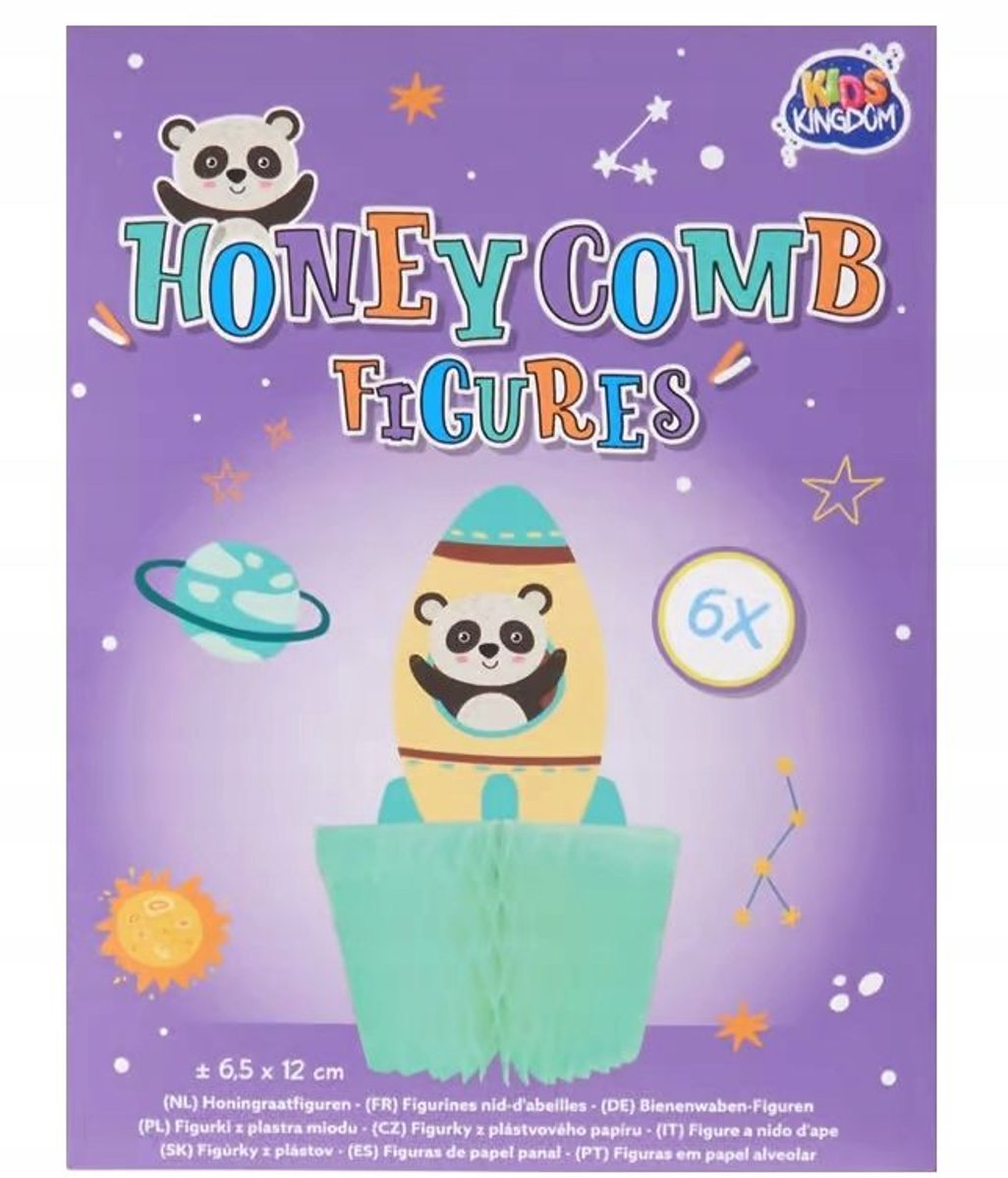 Feestversiering Honey Comb Figuren Panda - 6 stuks