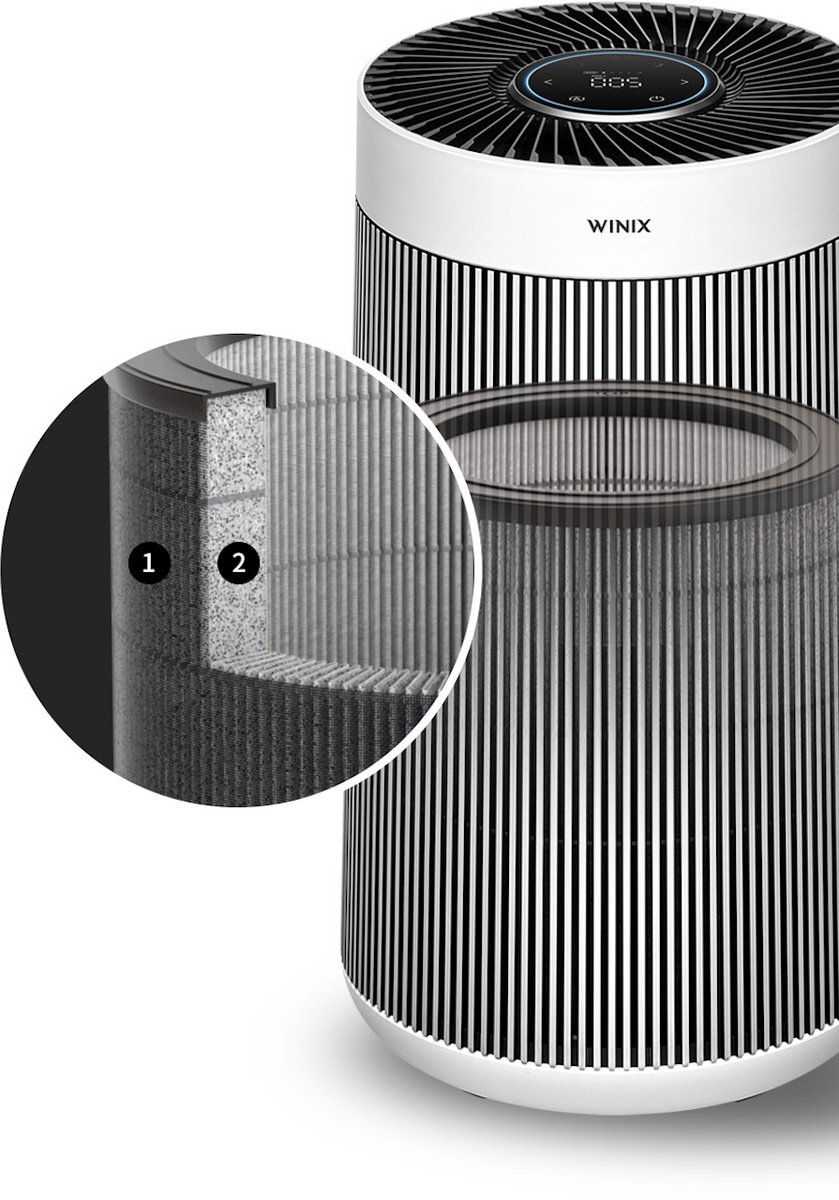 Winix T800 Wifi - Slimme Luchtreiniger met vervangbaar 3-in-1 Hepa filter + PlasmaWave Technologie - Cadr 500m³ p/u en tot 120m² - Getest en Gecertificeerd op Hooikoorts, Allergie en Fijnstof - Winix Smart App, Google Assistant, Amazon Alexa thumbnail 5