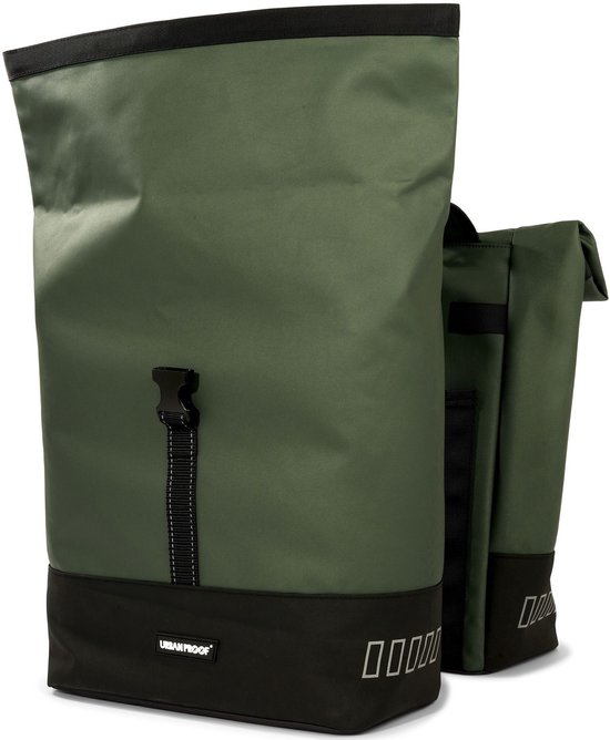 Gerecyclede dubbele fietstas Urban Proof Rolltop 38L 30 x 15 x 42 cm - Groen van Urban Proof — afbeelding 3