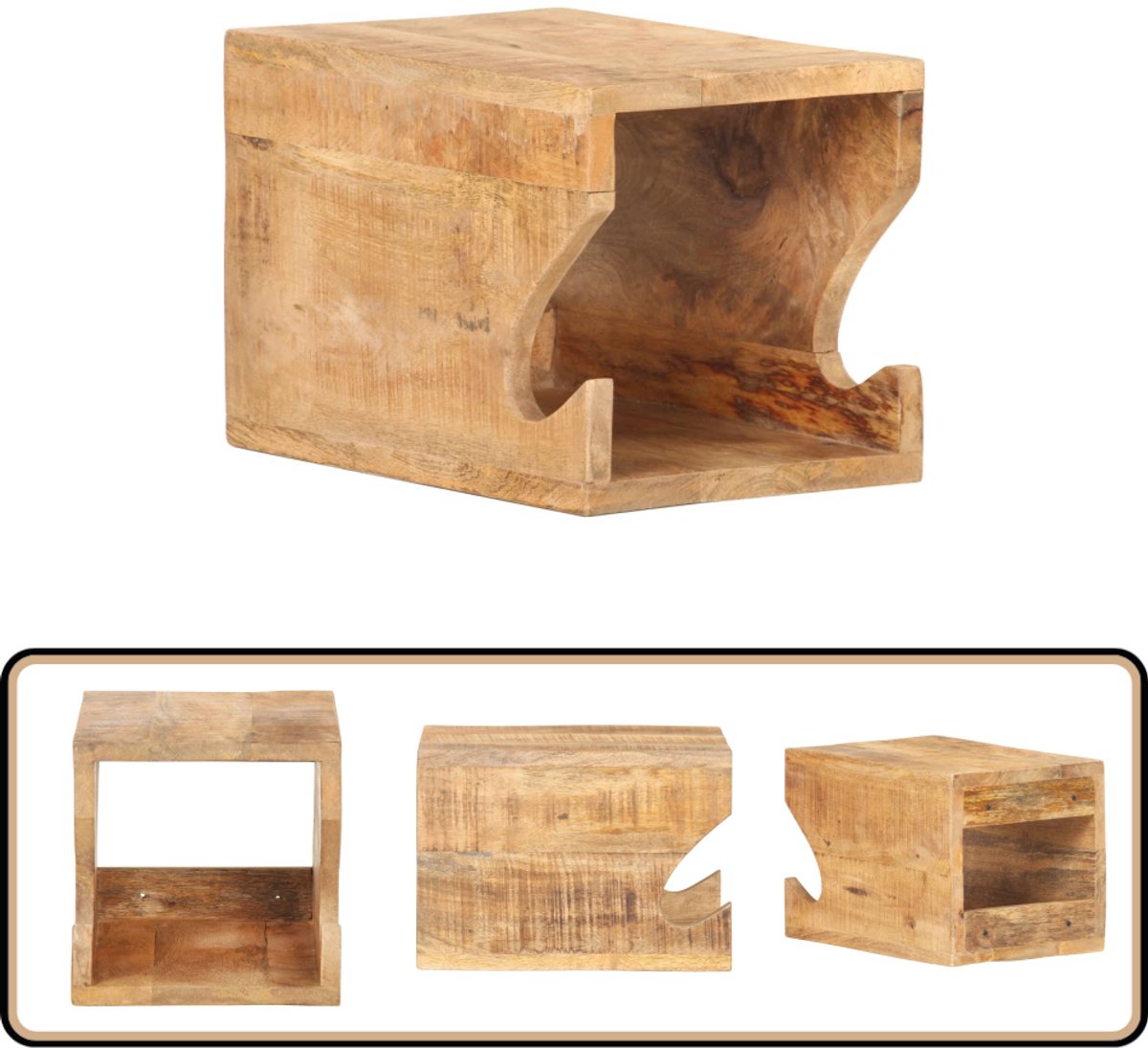 vidaXL - Wandfietsenrek - 35x25x25 - cm - massief - ruw - mangohout