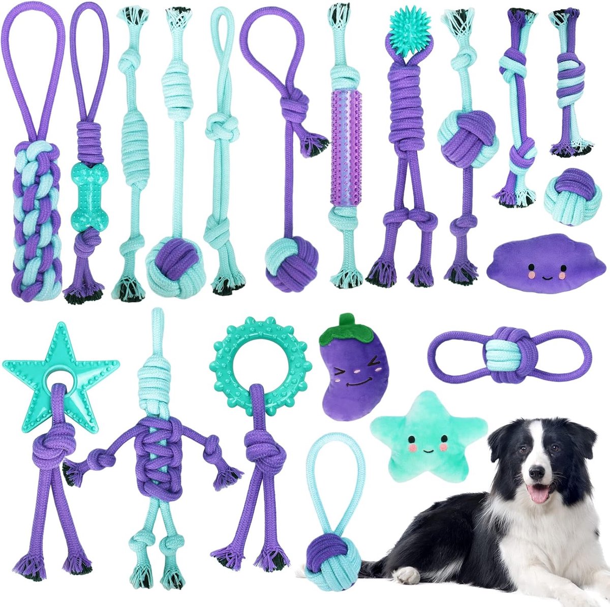 Interactief Hondenspeelgoed Set voor Kleine en Middelgrote Honden – 20 Stuks Kauwspeelgoed en Tandtrainingsset
