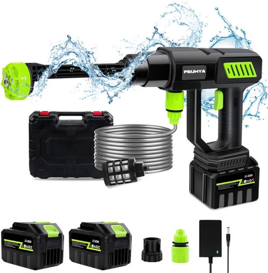 1000W Draadloze Hogedrukreiniger – 120BAR, Draagbaar met 6-in-1 Pistool & Handheld Ontwerp – Incl. 2x Accu + Oplader – Voor Auto, Tuin en Huis