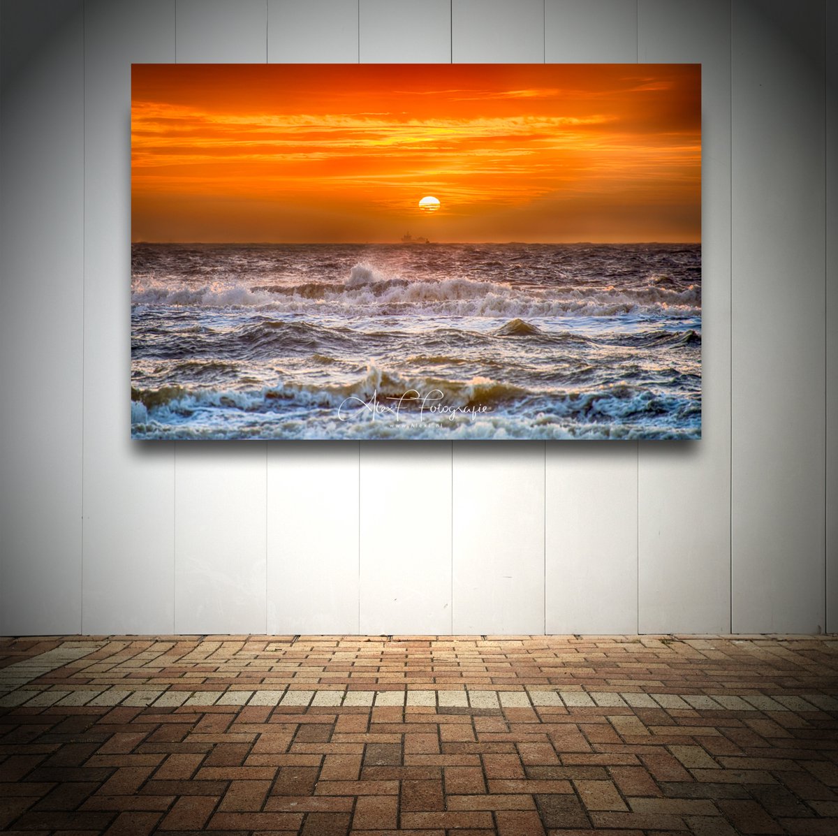 Dibond Schilderij | Foto op dibond, Stormachtige Zonsondergang (90x60cm)