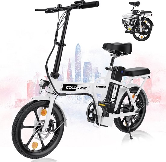 Colorway Elektrische Fiets - 16 Inch Opvouwbaar E-Bike - 250W - Max 25km/u - Wit