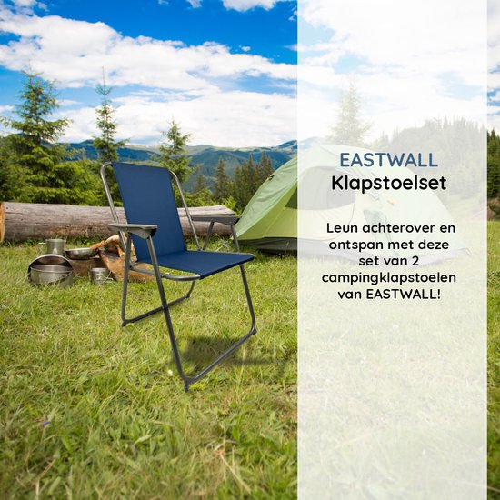 EASTWALL Opvouwbare Kampeerstoel - 2 stuks - Multifunctionele Vouwstoel - Campingstoel met Bekerhouder - Tuinstoel Inklapbaar - Klapstoel -Strandstoel - Visstoel - Blauw van EASTWALL — afbeelding 4