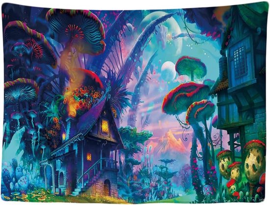 Wandkleed binnen - Wandtapijt - Paddestoel - Psychedelic - Natuur - Wiet - Muurkleed - Wanddoek Stof - 200 x 150 cm - Wanddecoratie - Wandhanger - Muurhanger - Fotobehang - Poster - Ulticool - Decoratie - Woonkamer - Slaapkamer