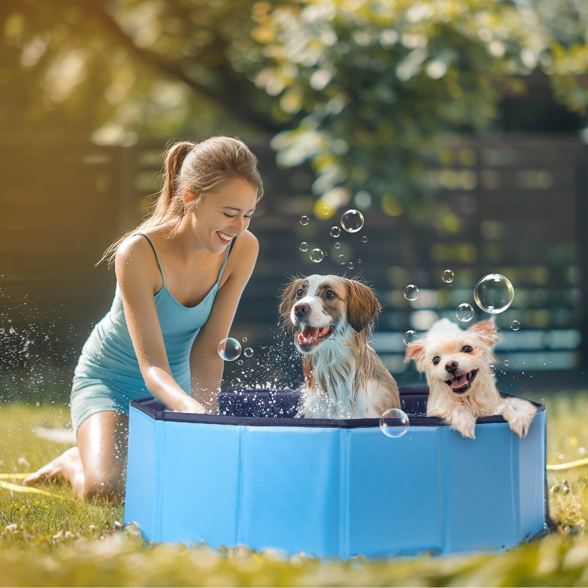 Nobleza Hondenzwembad - Zwembad Hond - Ø180x30cm - Honden Zwembad - Zwembadje voor huisdieren - opvouwbaar - Verkoeling voor honden - Honden Speelgoed - Blauw thumbnail 8