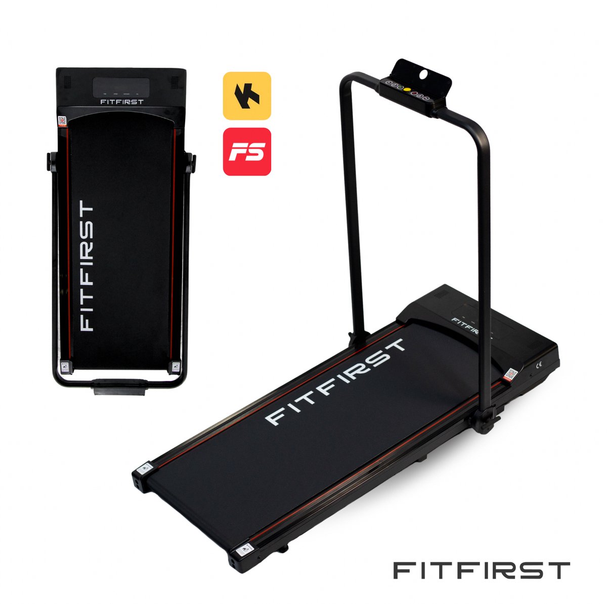 FitFirst® Jogger Pro 1-8 km/h - Makkelijk Inklapbaar En Verrijdbare Loopband - Ingebouwde Speakers - Trainings Apps - Bedieningspaneel en Afstandsbediening - Display met Trainingsinformatie - Telefoonhouder - Bluetooth - Hometrainer Fitness