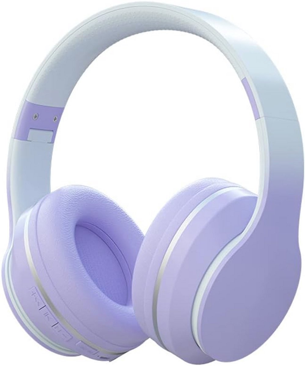 Draadloze Bluetooth Koptelefoon voor Kids - Opvouwbare Over-Ear Hoofdtelefoon met Microfoon - Ideaal voor School en Reizen (Paars)