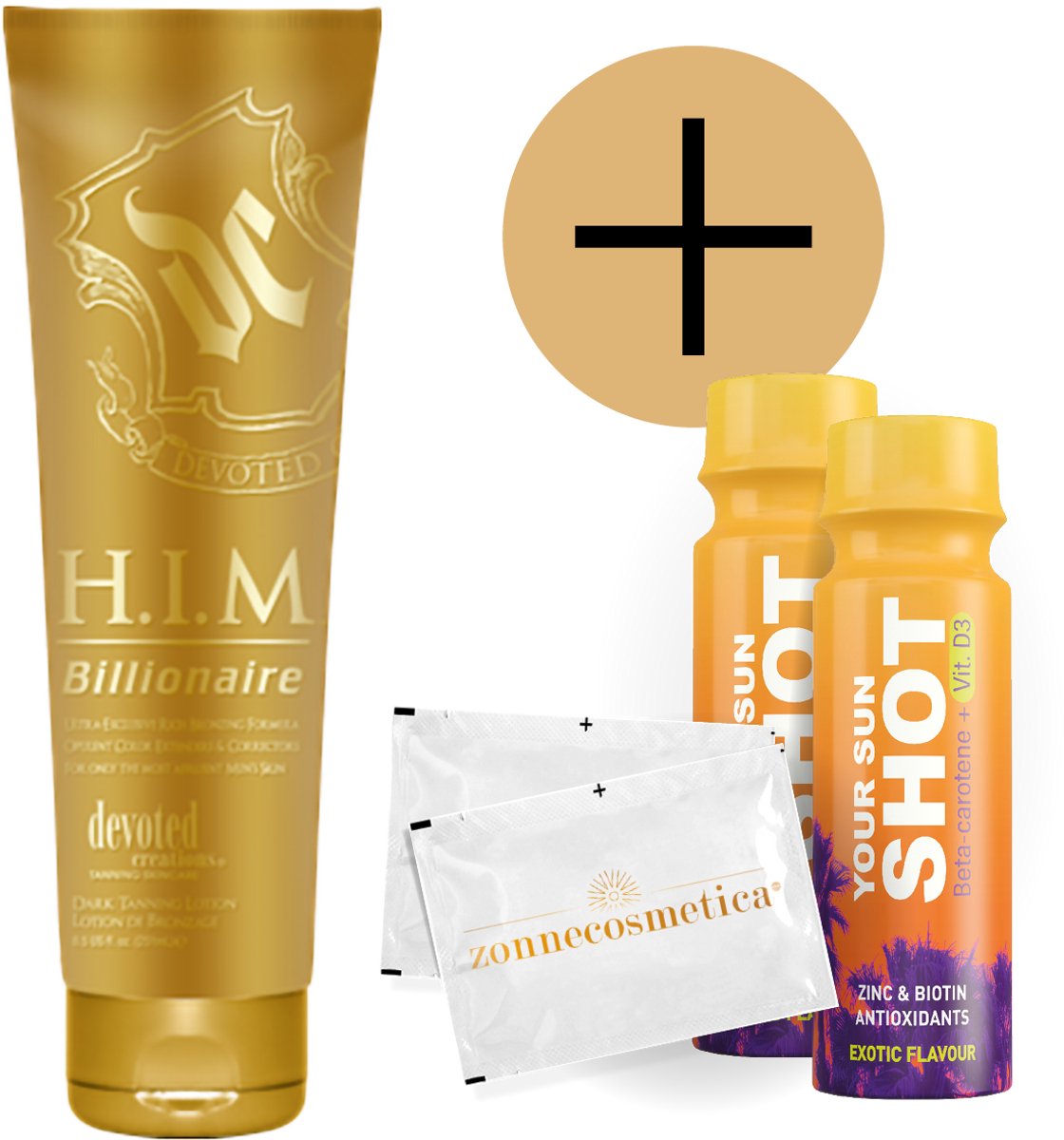 Devoted Creations - H.I.M. Billionaire + 2 Your Sun Shots + 2 Verfrissingsdoekjes