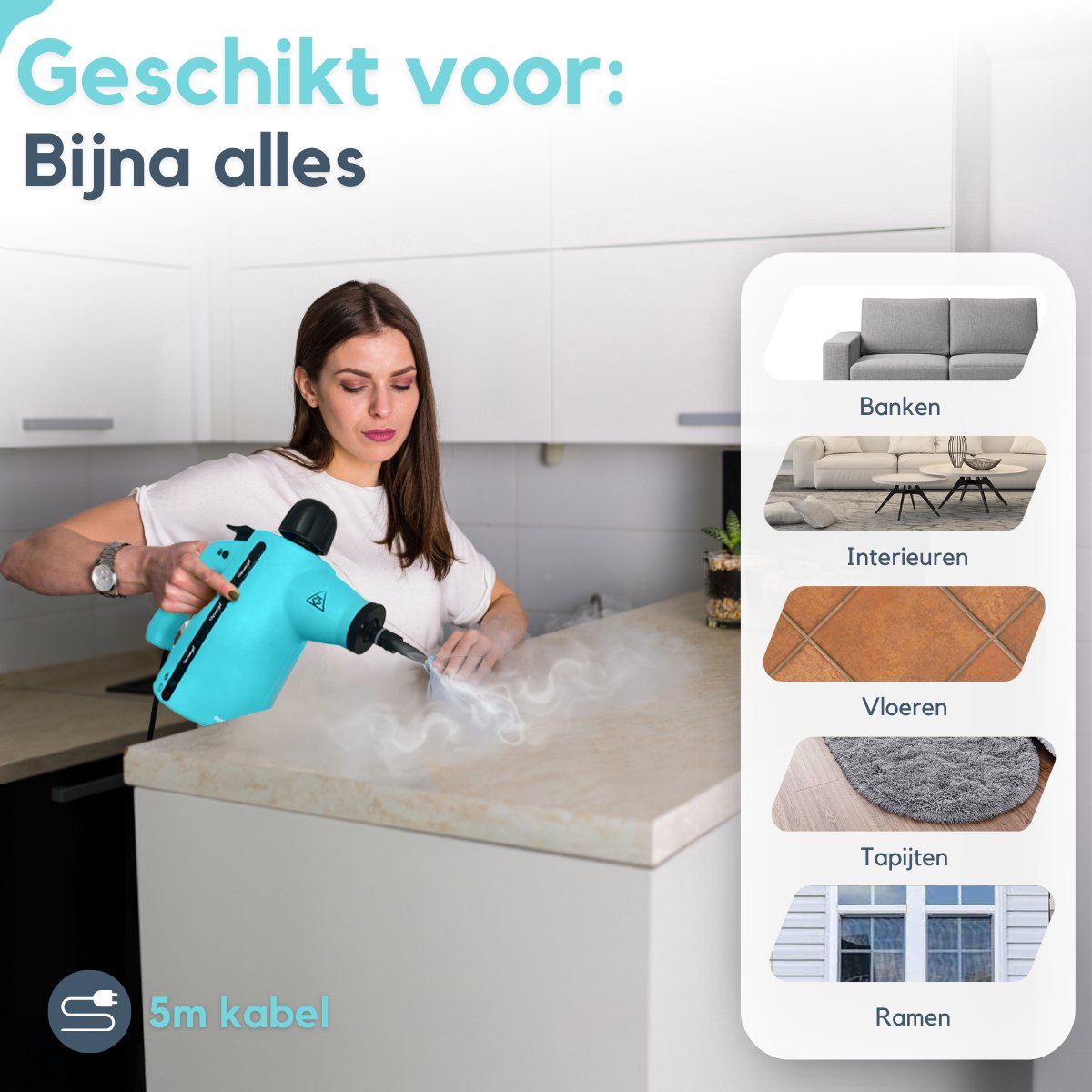 Draagbare handbediende stoomreiniger 1050W Multifunctionele hogedruk