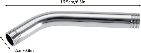 8 inch douchekop verlengarm, roestvrijstalen douchearm verlengstuk - douchekopverlenger - onderste douchekop met verchroomd badkameraccessoire G1/2inch