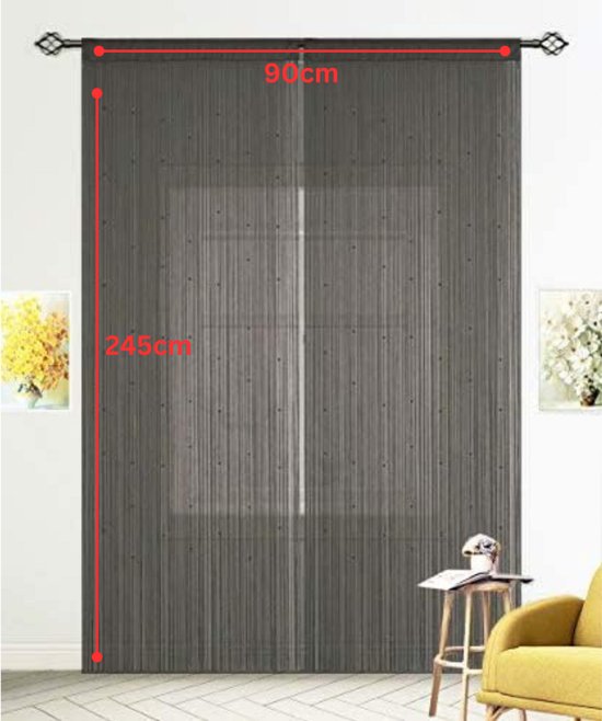 CRLYN® Deurgordijn Kralen - Macrame - Zwart - 90x245cm — afbeelding 5