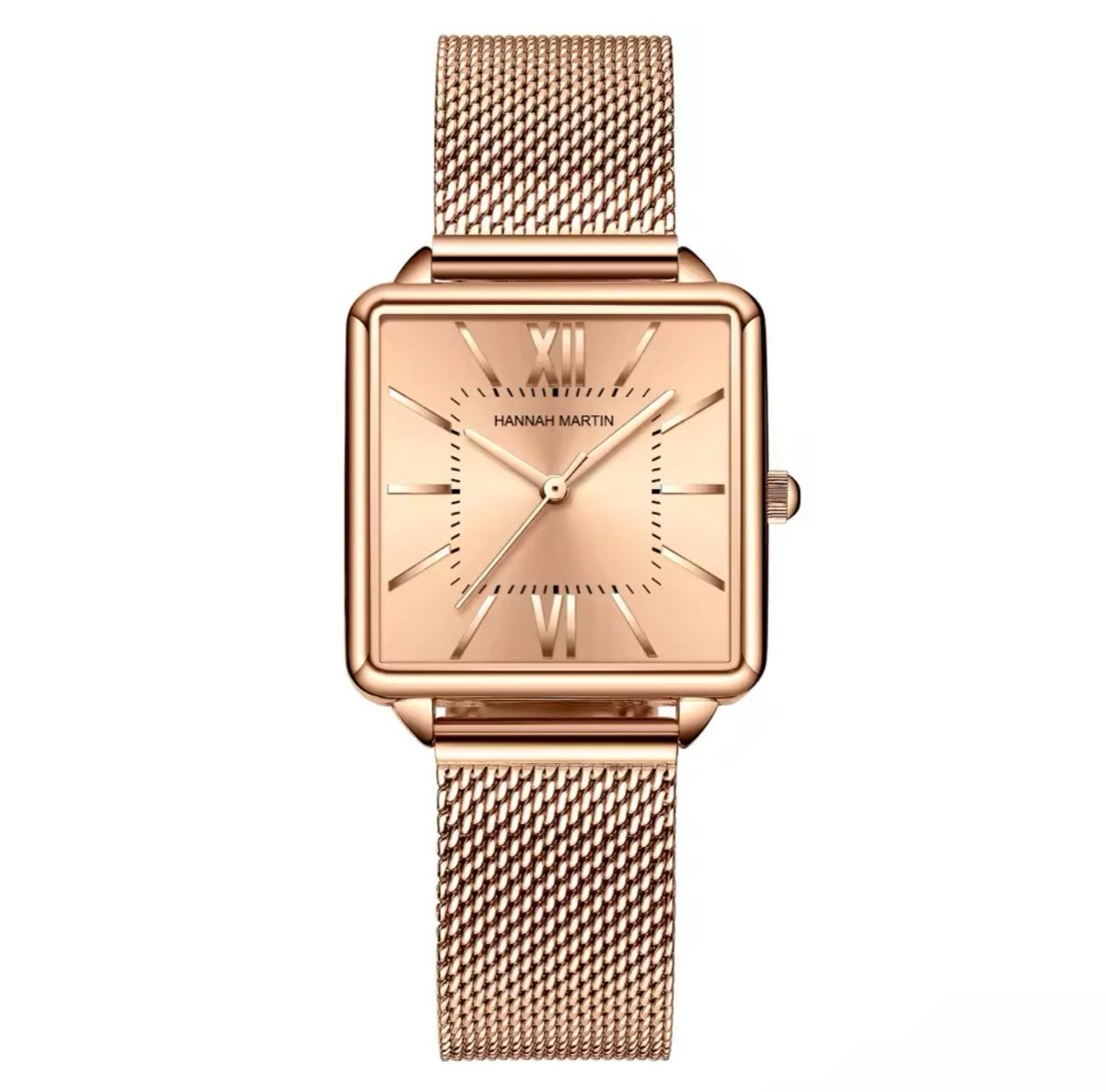 Hannah Martin Elegante Horloge Vierkant | Rosékleurig | Rose Wijzerplaat | Dames Horloges | Elegante Horloges | Horloges 2025 | Cadeau | Dames Sieraden |