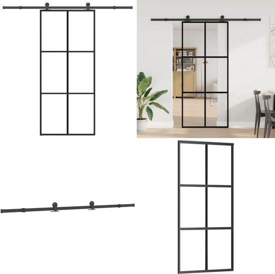 Schuifdeur 102,5x205 cm gehard glas en aluminium wit kopen