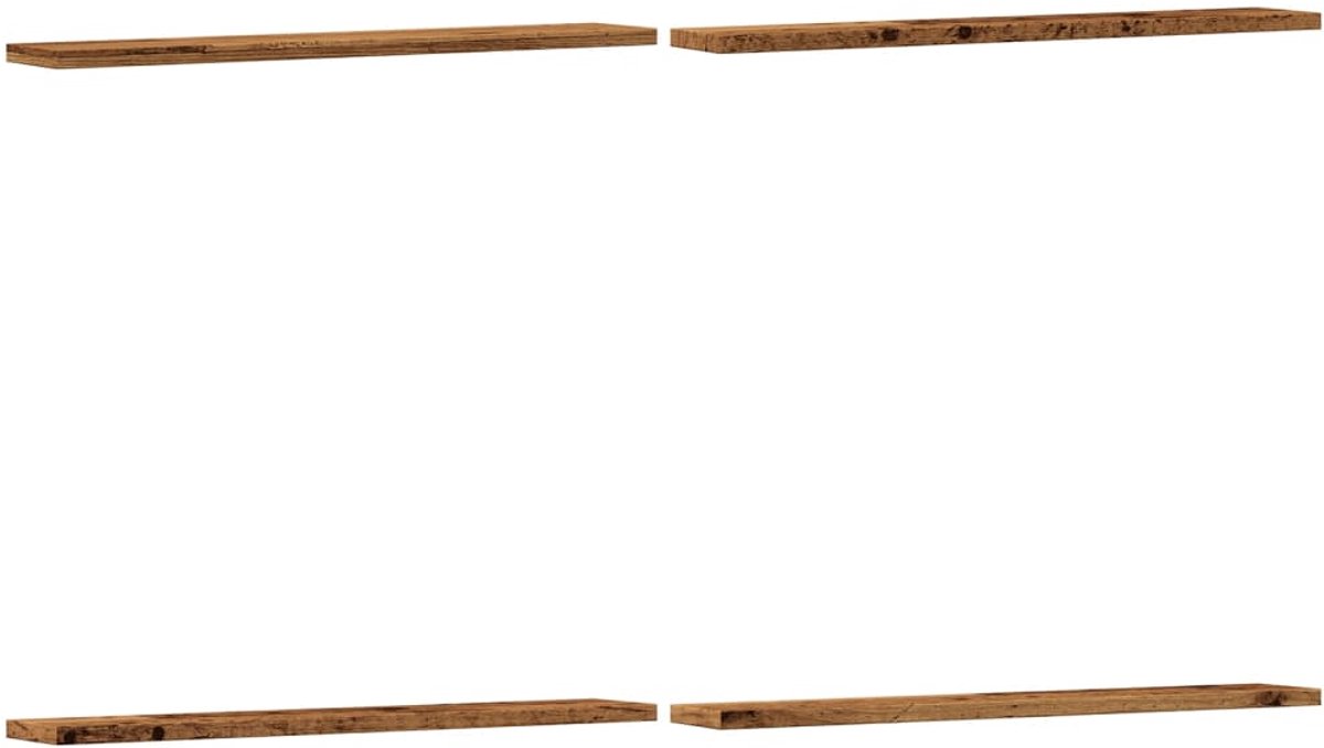 VidaXL Wandschappen 4 st 60x20x1 5 cm bewerkt hout oud houtkleurig Wandschap Wandschappen Wandplank Wandrek