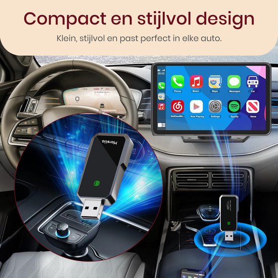 Morelia® Premium 2-in-1 Car Dongle - Draadloos APPLE Carplay en ANDROID Auto in 1 - Zwart van Morelia — afbeelding 3