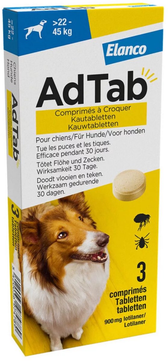Elanco - Adtab Anti Vlooien en Teek Kauwtabletten - Hond - Bescherming - > 2,5 - 5,5 kg - 3 Tabletten - 1 Keer Per Maand – foto 5