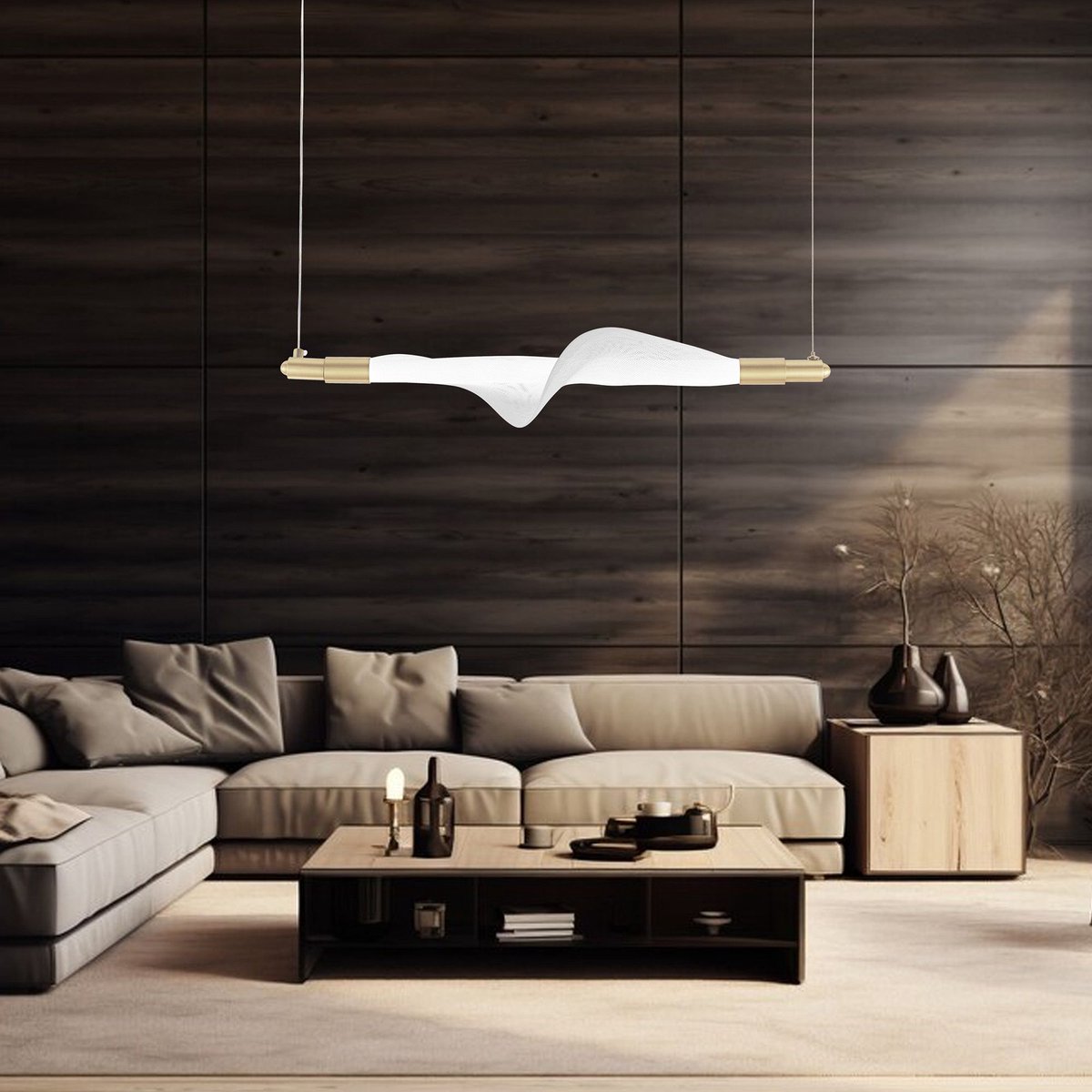 Toolight Led G011-Cp Line Hanglamp Wit Goud