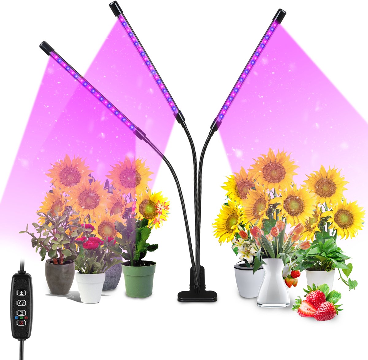 2X Groeilamp - Kweeklamp - LED Full Spectrum - Voor Alle Planten - 30W - 3 Koppen