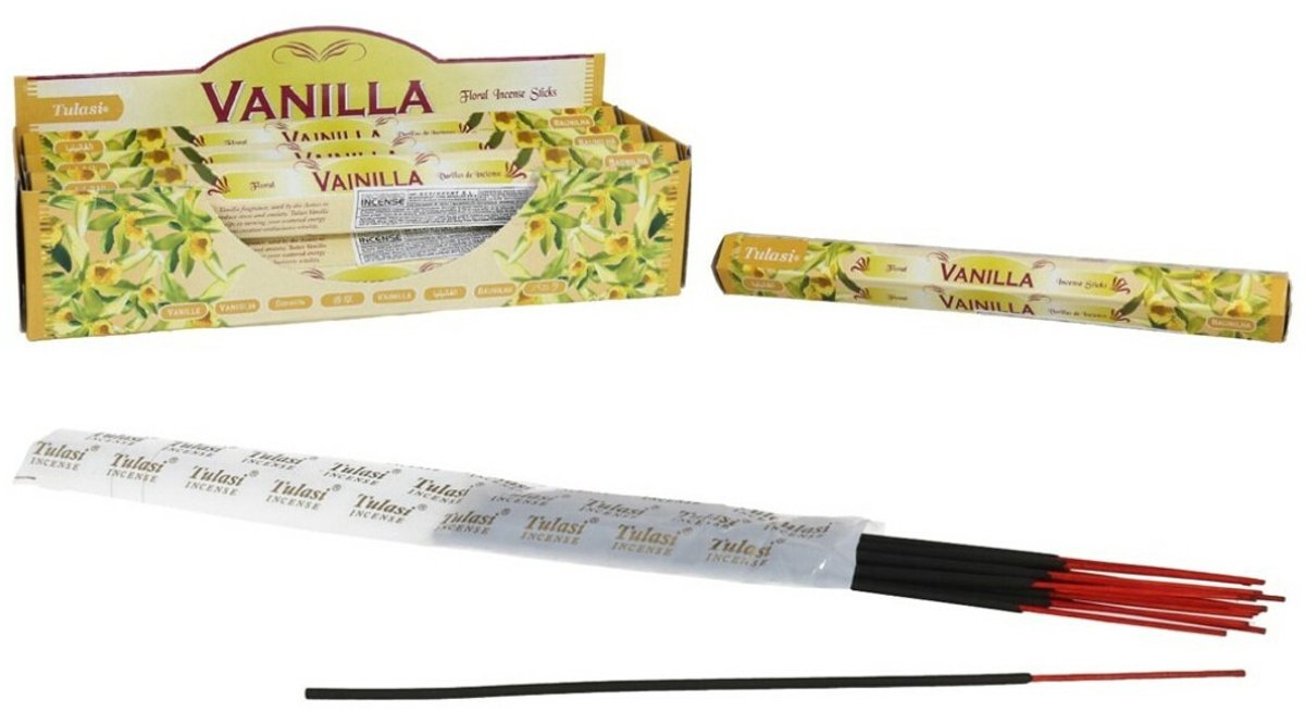 Tulasi Wierook sticks in huisgeur Vanille - 40x sticks van 22 cm - Ontspannend - 24 grams - Ontspannend - Kalmerend - stokjes