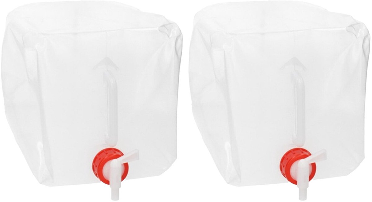 Redcliffs jerrycan/watertank met kraan - 2x - opvouwbaar - 10 liter - outdoor/kamperen