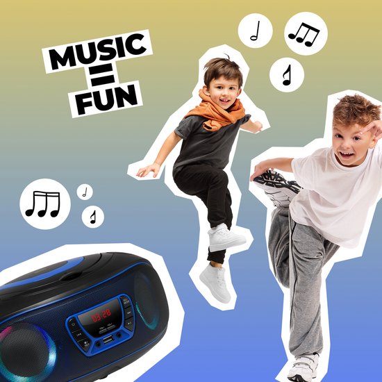 Denver Draagbare Radio CD Speler Kinderen - Bluetooth - Lichteffecten - Boombox - AUX - FM - TCL212BT - Blauw
