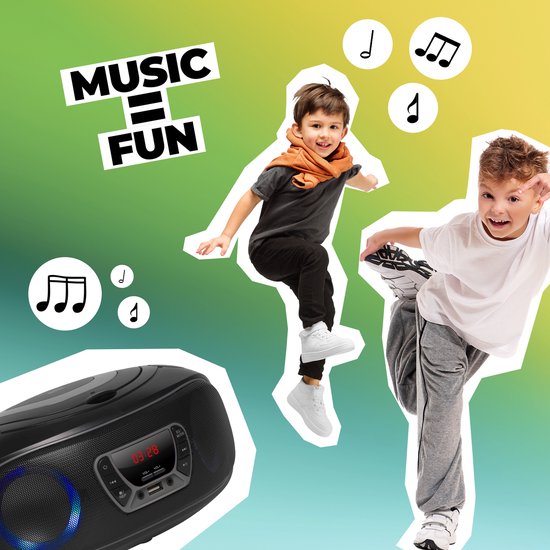 Denver Draagbare Radio CD Speler Kinderen - Bluetooth - Lichteffecten - Boombox - AUX - FM - TCL212BT - Grijs