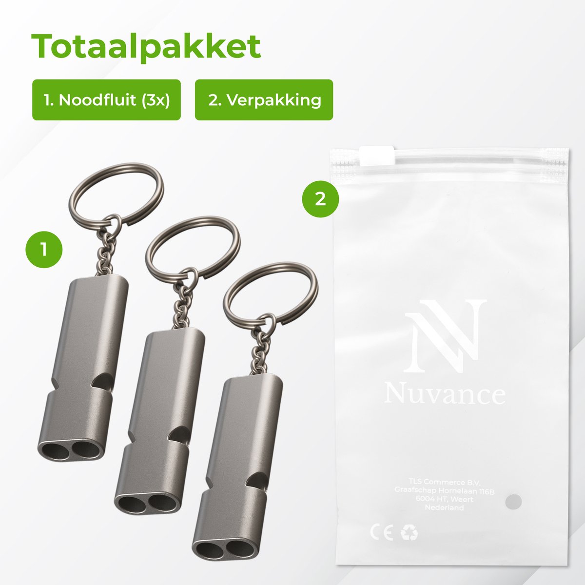 Metalen signaalfluit - Veiligheidsfluit noodgevallen
