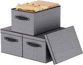 Unyqoos ® Boîte de rangement pliable en Tissus avec couvercle et poignée pour Vêtements et Boeken, Grijs, 33 x 23 x 18 cm