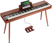 Gewogen Digitale Piano met 88 Volledig Gewogen Toetsen. Het is een Elektrische Piano met Dubbel Klavier en Luidsprekers, een Pianostatief met vier Poten, een Hoofdtelefoon