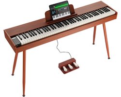 Gewogen Digitale Piano met 88 Volledig Gewogen Toetsen. Het is een Elektrische Piano met Dubbel Klavier en Luidsprekers, een Pianostatief met vier Poten, een Hoofdtelefoon