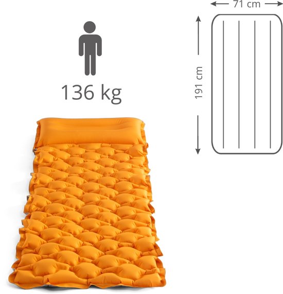 Intex Campingmat - 1-Persoons - 71 x 191 x 11 cm - Oranje - Inclusief en Hoeslaken van Merkloos — afbeelding 4