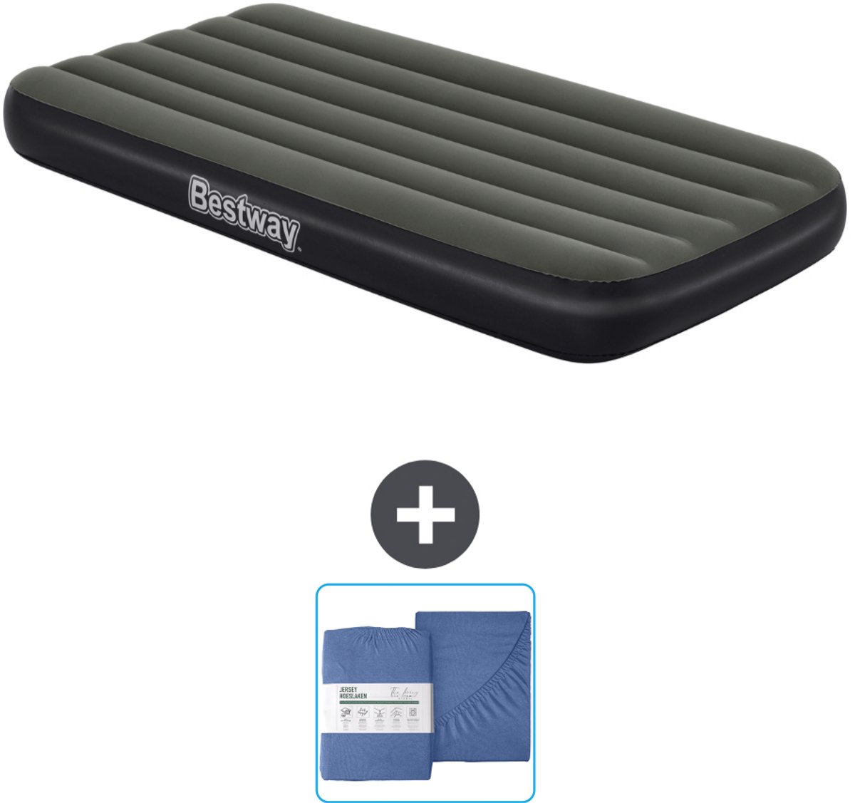 Bestway luchtbed - 1-Persoons - 99 x 188 x 28 cm - Blauw - Inclusief pomp en Hoeslaken