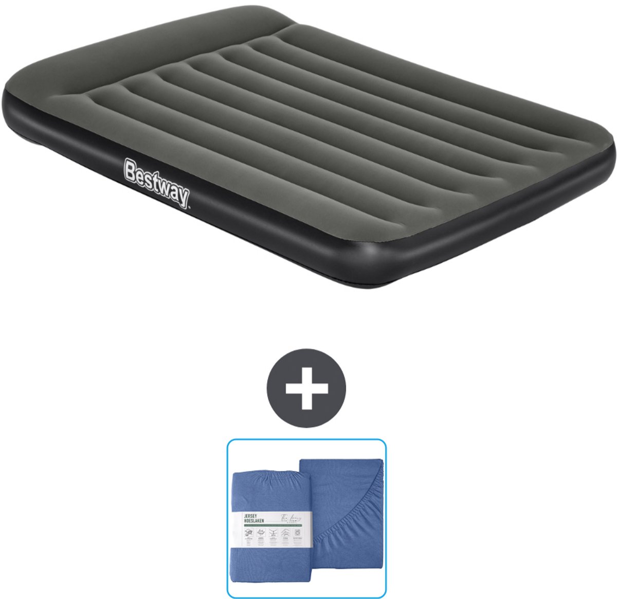 Bestway luchtbed - Twijfelaar - 137 x 191 x 30 cm - Groen - Inclusief en Hoeslaken
